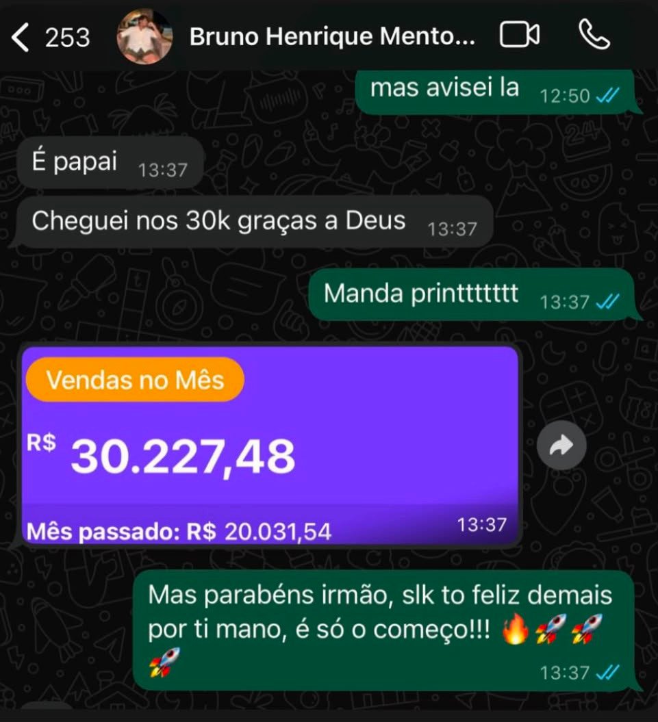 Aluno da Mentoria MXM com mais de 30 mil reais no mês