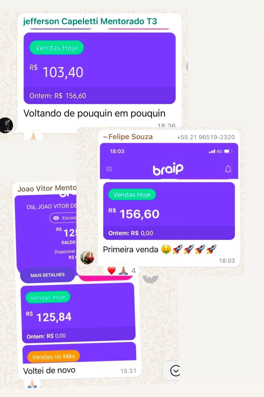 Primeiras vendas dos alunos